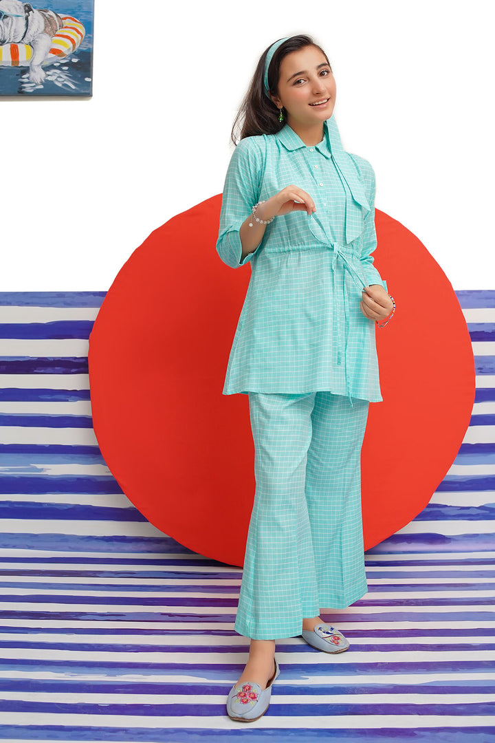 Chequered Cotton 2 Pc Suit - Wear Ochre