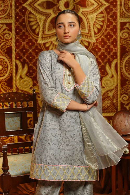 Best Cotton Silk Embellished 3 Pc Suit - Wear Ochre -