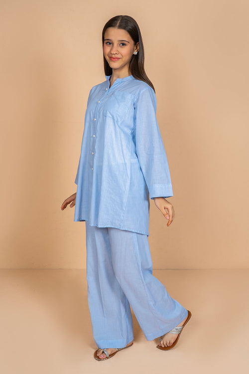 Chambray Cotton 2 Pc Suit