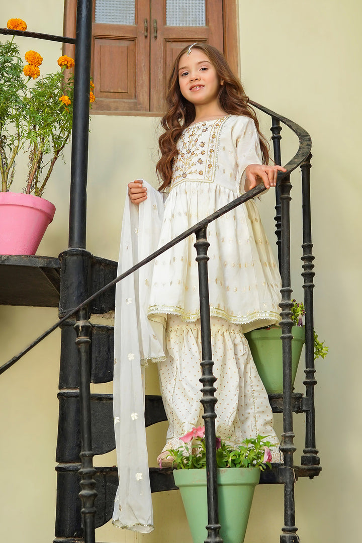 Cotton Jacquard Hand Adda Work 3 Pc Suit - Wear Ochre
