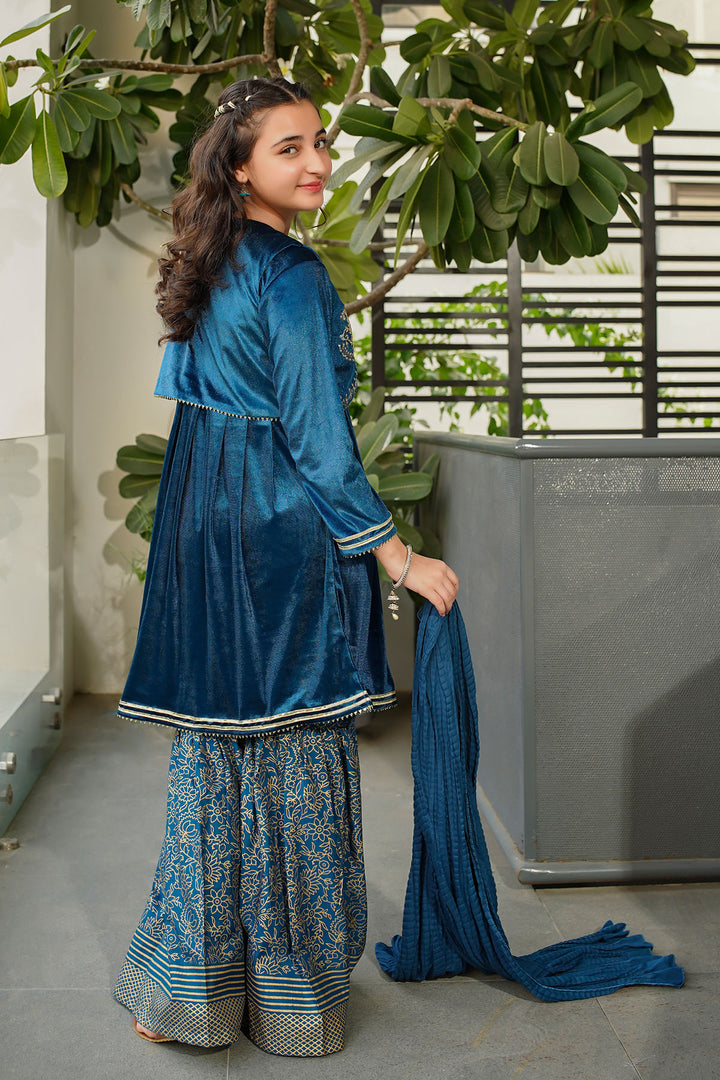 Velvet Hand Adda Work 3 Pc Suit - Wear Ochre