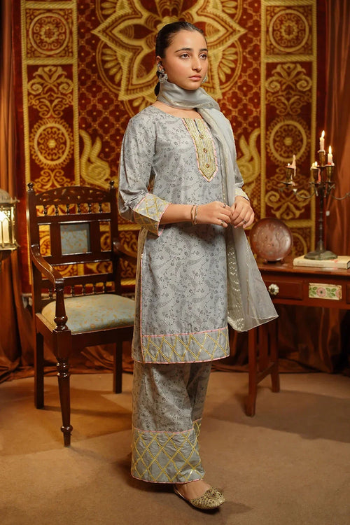 Best Cotton Silk Embellished 3 Pc Suit - Wear Ochre -