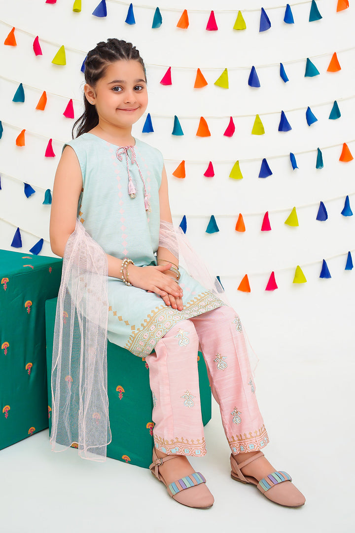Cotton Silk Printed 3 Pc Suit - Wear Ochre