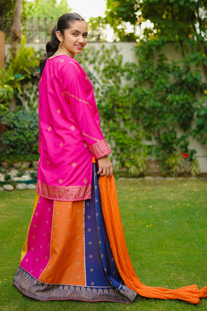 Cotton Silk Hand Adda Work 3 Pc Suit - Wear Ochre