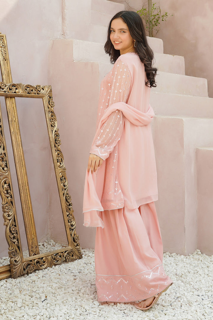 Chiffon Embroidered 3 Pc Suit - Wear Ochre