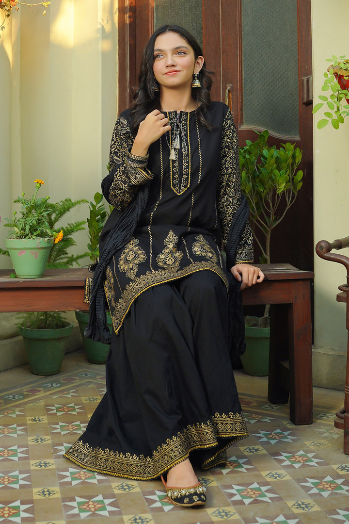 Cotton Printed 3 Pc Suit - Wear Ochre