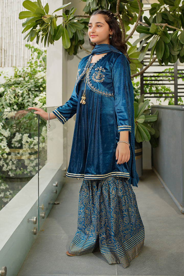 Velvet Hand Adda Work 3 Pc Suit - Wear Ochre