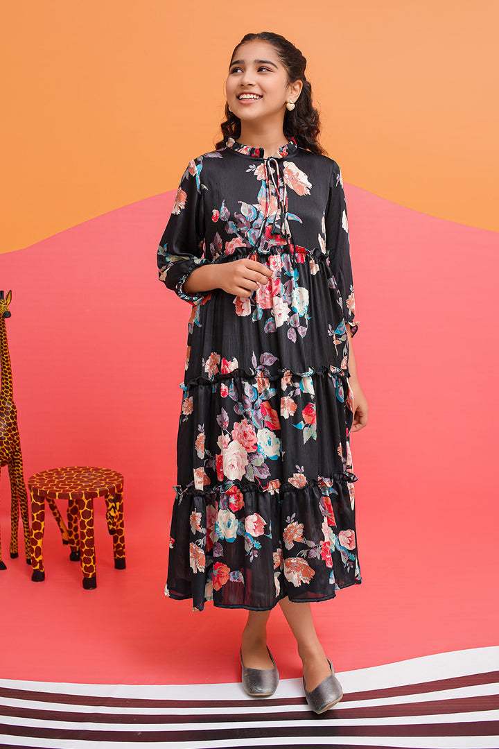 Printed Charmeuse Full Length Dress - Wear Ochre