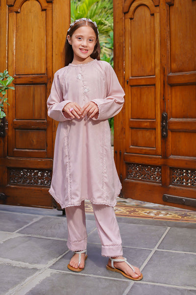 Chambray Cotton Embellished 2 Pc Suit