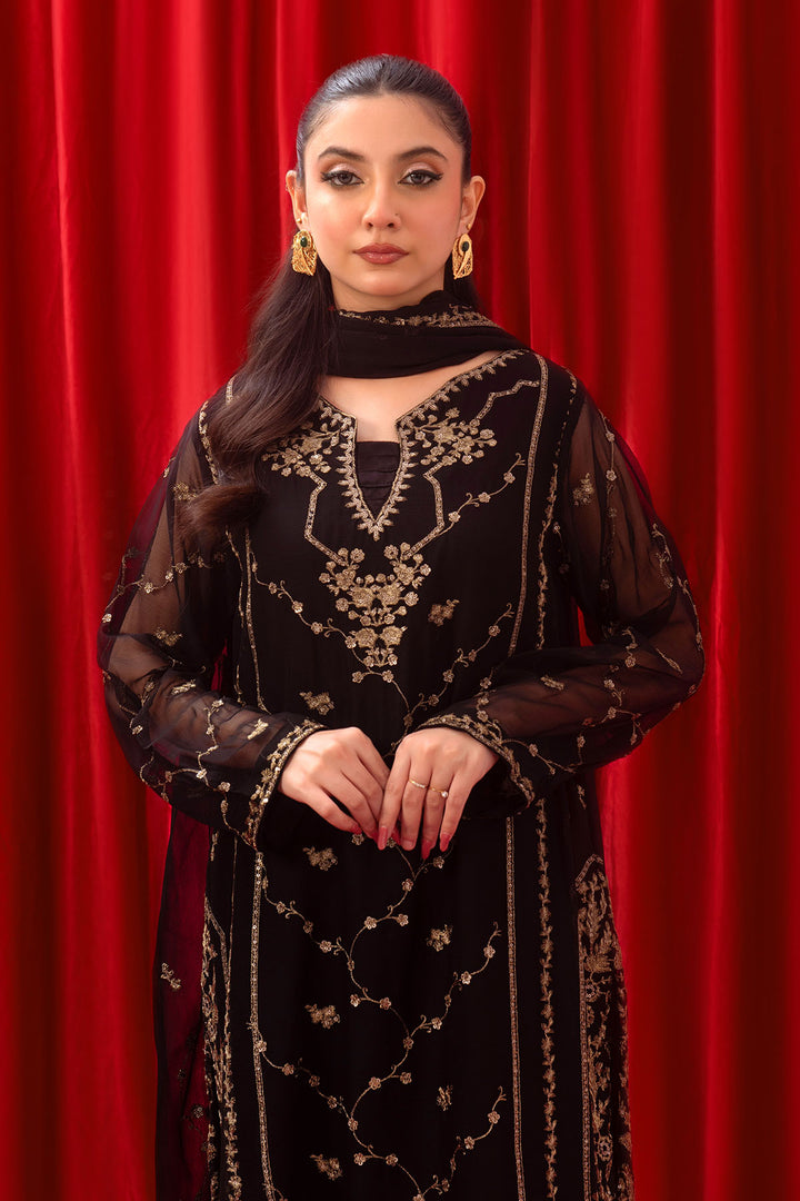 Chiffon Embroidered 3 Pc Suit - Wear Ochre