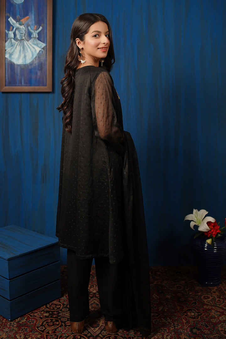 Chiffon Hand Adda Work 3 Pc Suit - Wear Ochre