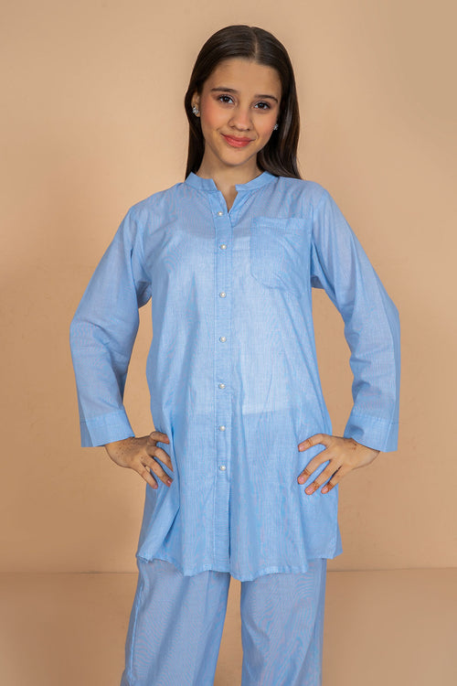 Chambray Cotton 2 Pc Suit
