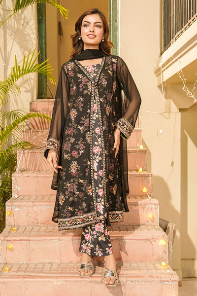 Chiffon Embroidered 3 Pc Suit