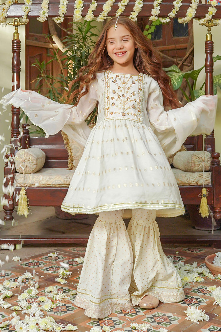 Cotton Jacquard Hand Adda Work 3 Pc Suit - Wear Ochre
