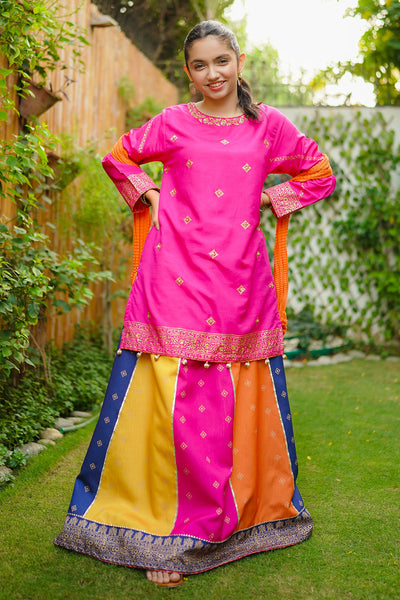 Cotton Silk Hand Adda Work 3 Pc Suit