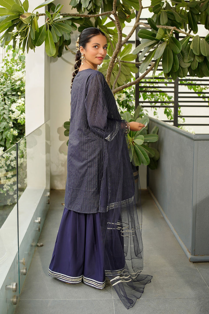 Zari Jacquard Hand Adda Work 3 Pc Suit - Wear Ochre