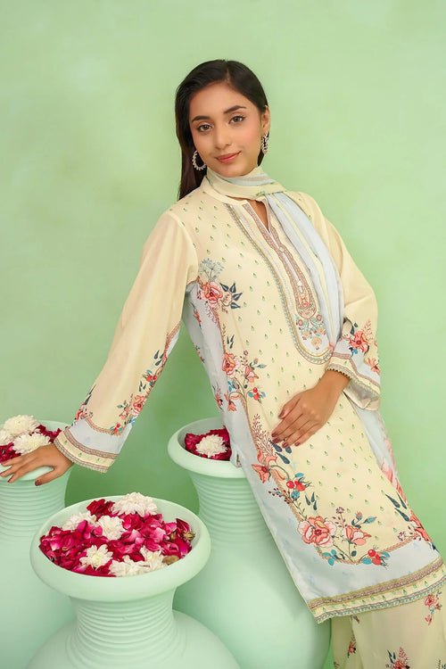 Best Women's Poly Lawn Digital Printed 3 Pc Suit - Wear Ochre -