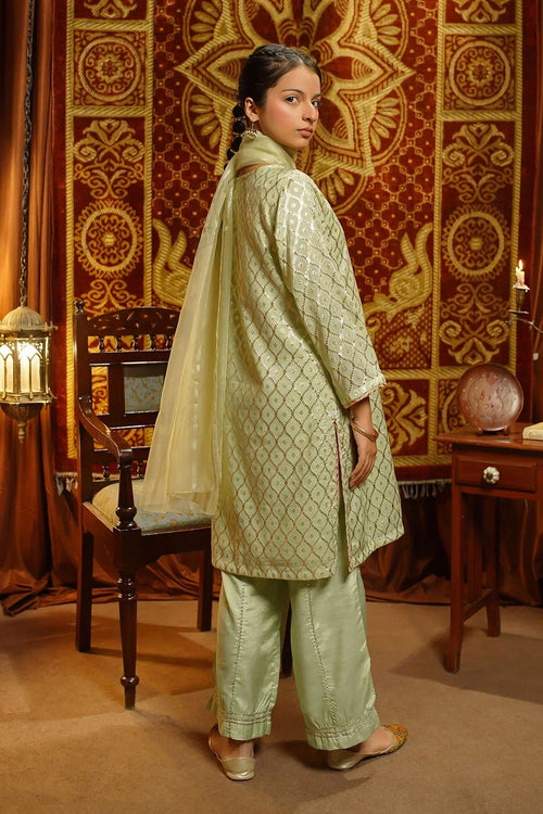 Best Viscose Jacquard Hand Adda Work 3 Pc Suit - Wear Ochre -