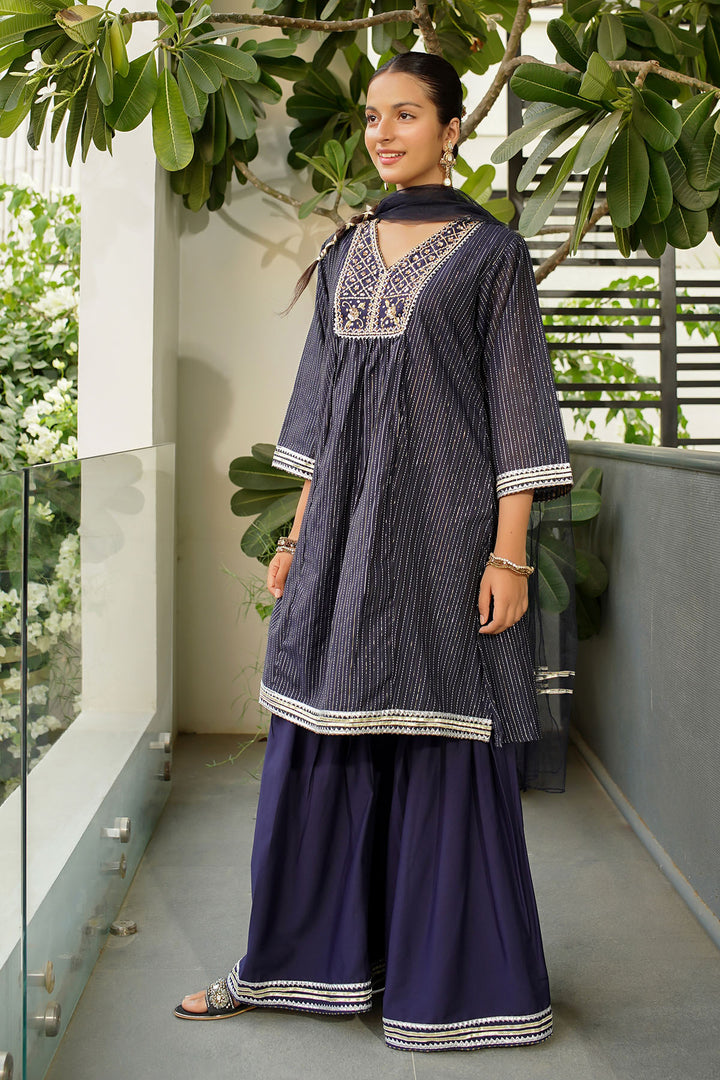 Zari Jacquard Hand Adda Work 3 Pc Suit - Wear Ochre