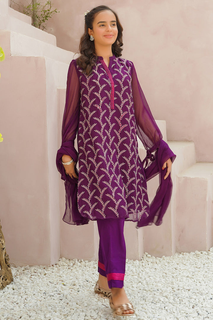 Chiffon Embroidered 3 Pc Suit - Wear Ochre