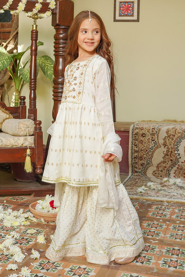 Cotton Jacquard Hand Adda Work 3 Pc Suit - Wear Ochre
