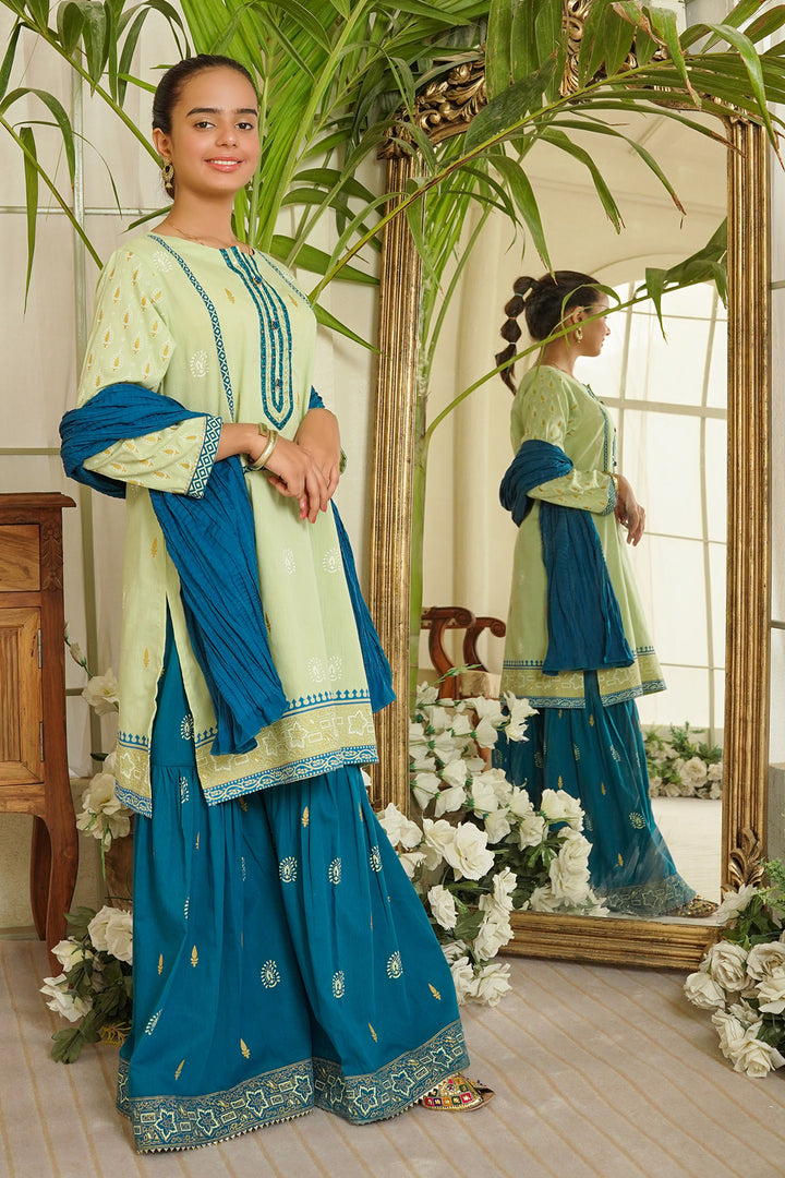 Cotton Printed 3 Pc Suit - Wear Ochre