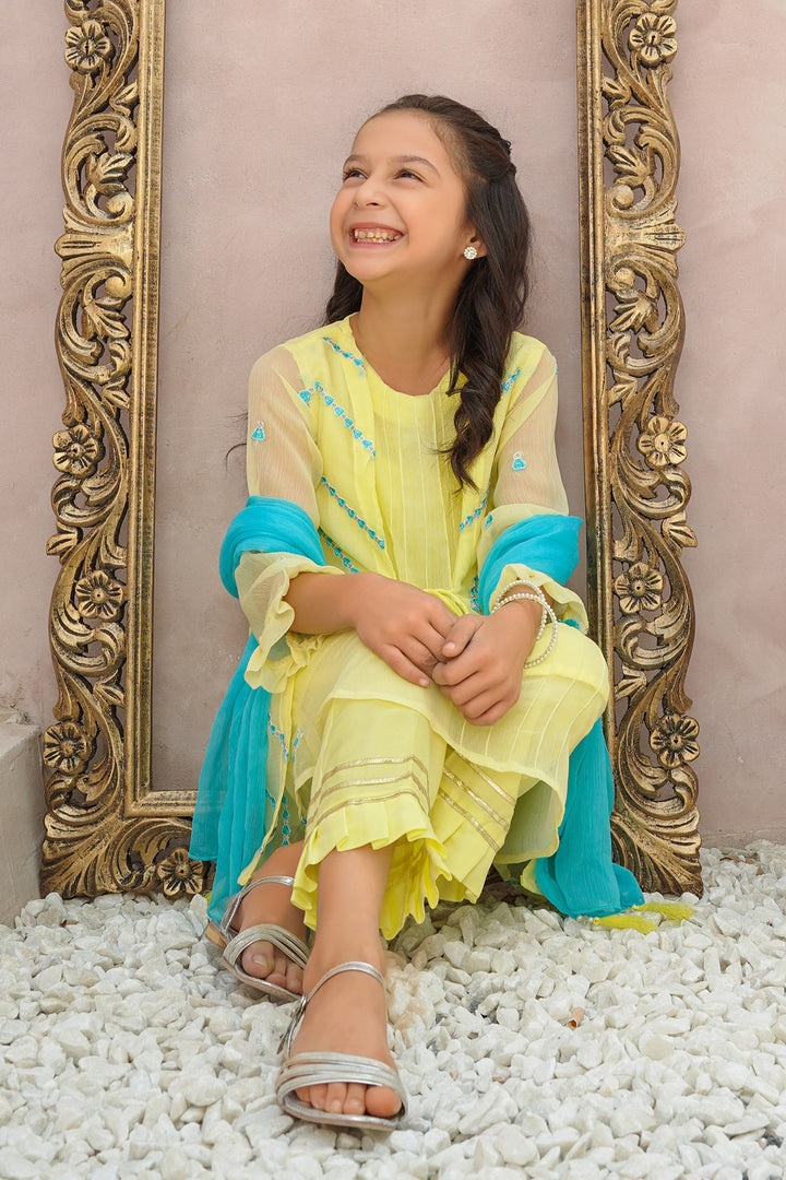 Chiffon Embroidered 3 Pc Suit - Wear Ochre
