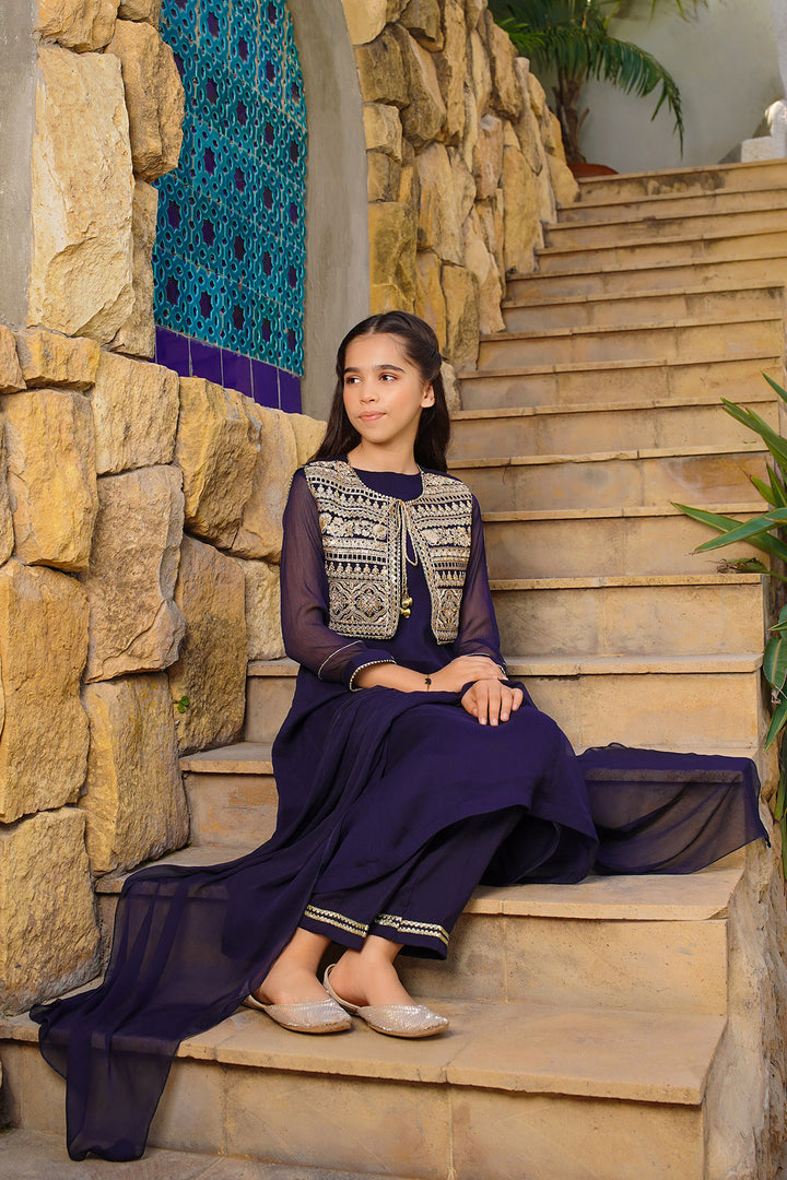 Chiffon Embroidered 3 Pc Suit - Wear Ochre
