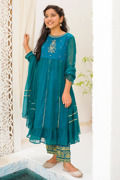 Chiffon Hand Adda Work 3 Pc Suit