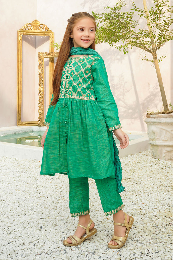 Multi Yarn Cotton Hand Adda Work 3 Pc Suit - Wear Ochre