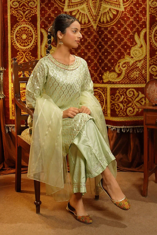 Best Viscose Jacquard Hand Adda Work 3 Pc Suit - Wear Ochre -