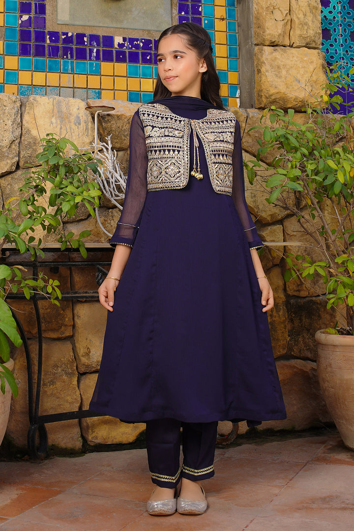 Chiffon Embroidered 3 Pc Suit - Wear Ochre