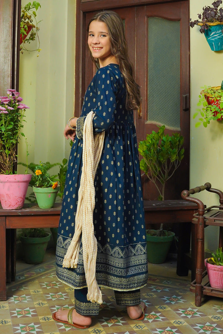Cotton Printed 3 Pc Suit - Wear Ochre