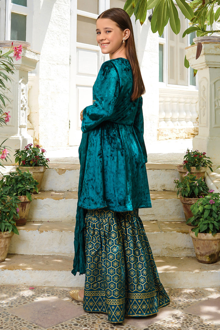 Velvet Hand Adda Work 3 Pc Suit - Wear Ochre