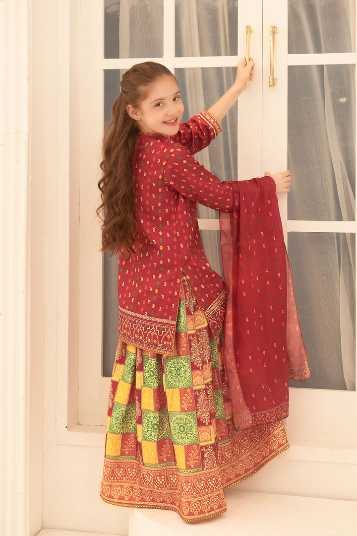 Herringbone Digital Printed 3 Pc Suit - Wear Ochre