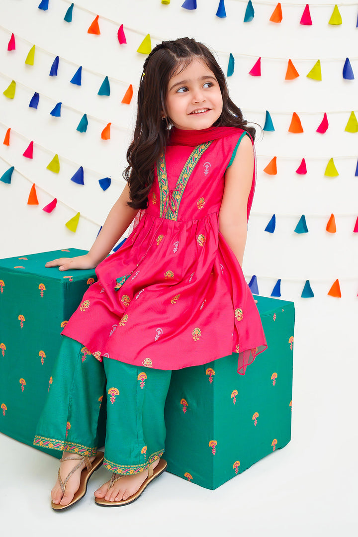 Cotton Silk Printed 3 Pc Suit - Wear Ochre