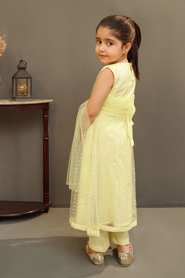 Sequence Net Hand Adda Work 3 Pc Suit - Wear Ochre