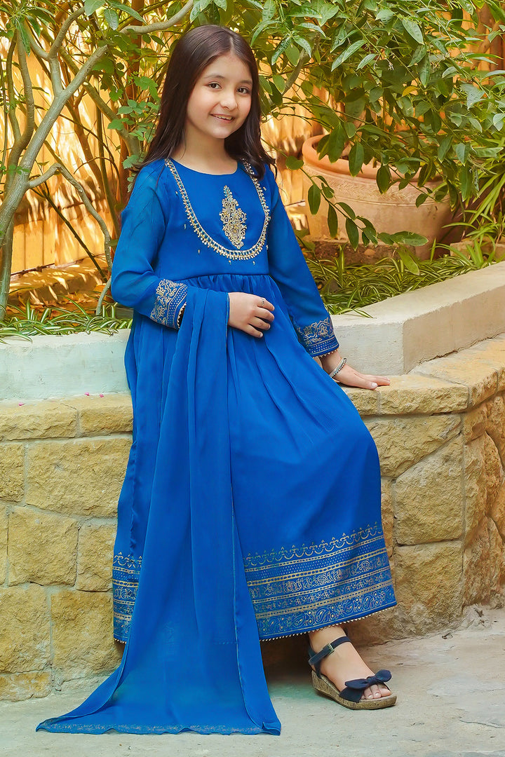 Chiffon Hand Adda Work 3 Pc Suit - Wear Ochre