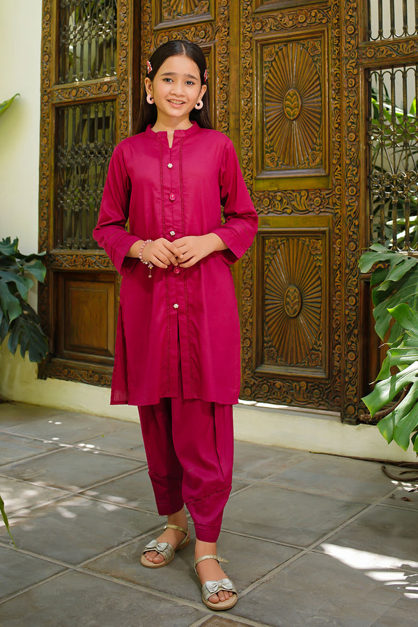 Dobby Cotton Embellished 2 Pc Suit