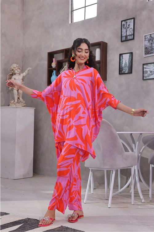 Best Women's Printed Silk Women's 2 Pc Suit - Wear Ochre -