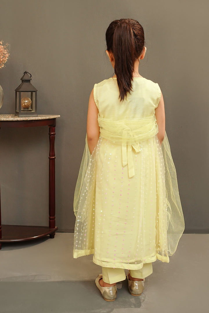Sequence Net Hand Adda Work 3 Pc Suit - Wear Ochre