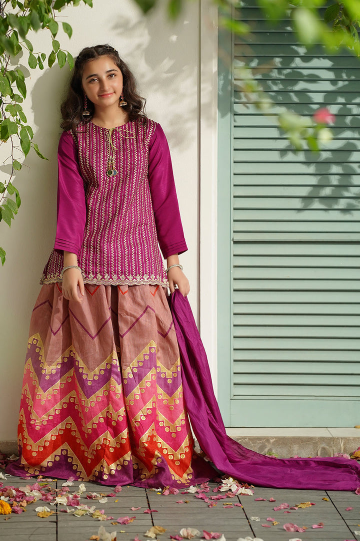 Raw Silk Embroidered 3 Pc Suit - Wear Ochre
