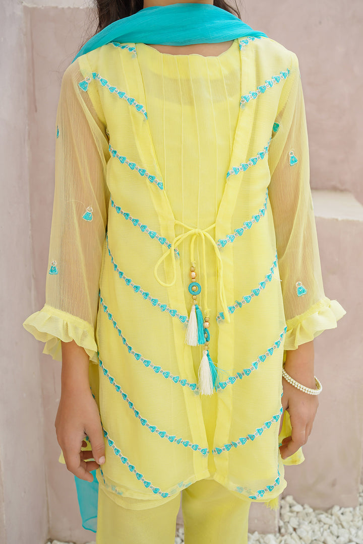 Chiffon Embroidered 3 Pc Suit - Wear Ochre