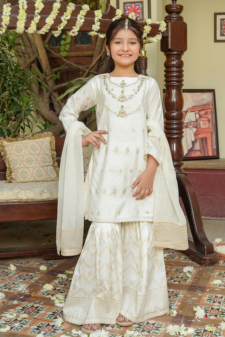 Cotton Jacquard Hand Adda Work 3 Pc Suit - Wear Ochre