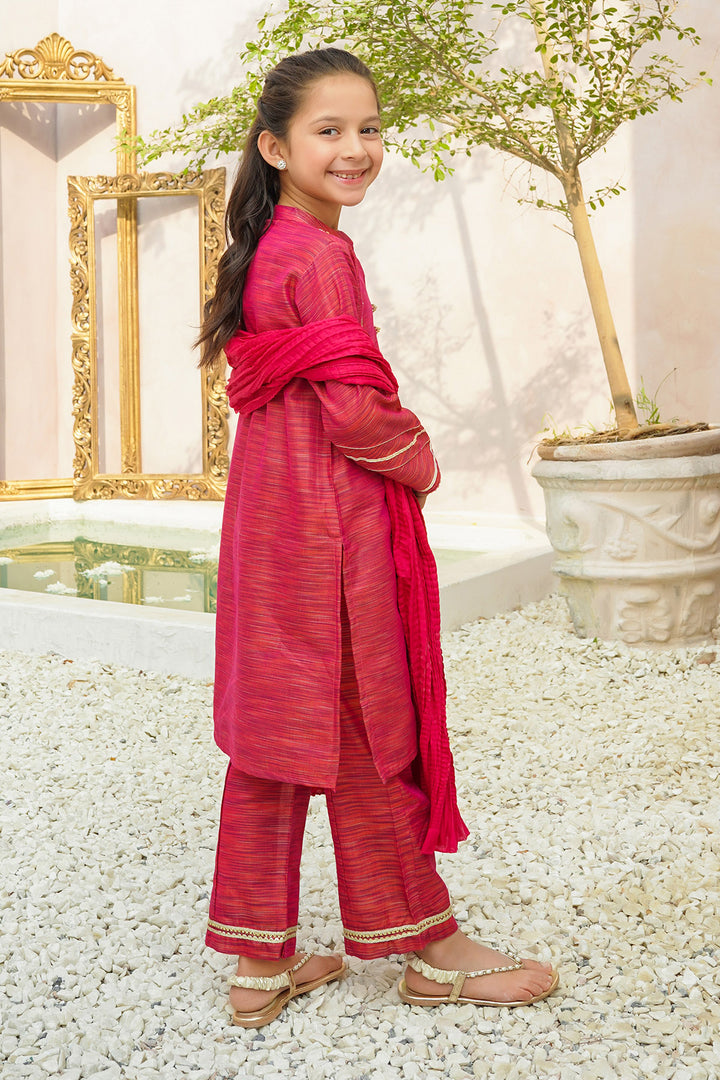 Multi Yarn Cotton Hand Adda Work 3 Pc Suit - Wear Ochre