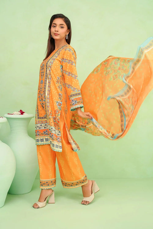 Best Women's Poly Lawn Digital Printed 3 Pc Suit - Wear Ochre -