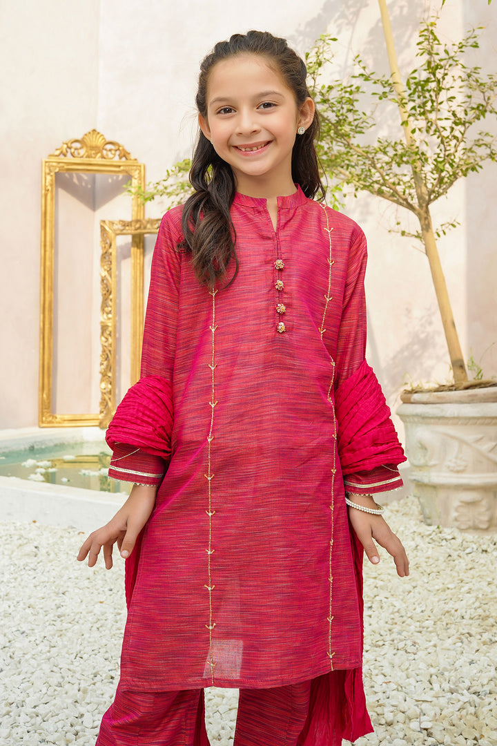 Multi Yarn Cotton Hand Adda Work 3 Pc Suit - Wear Ochre