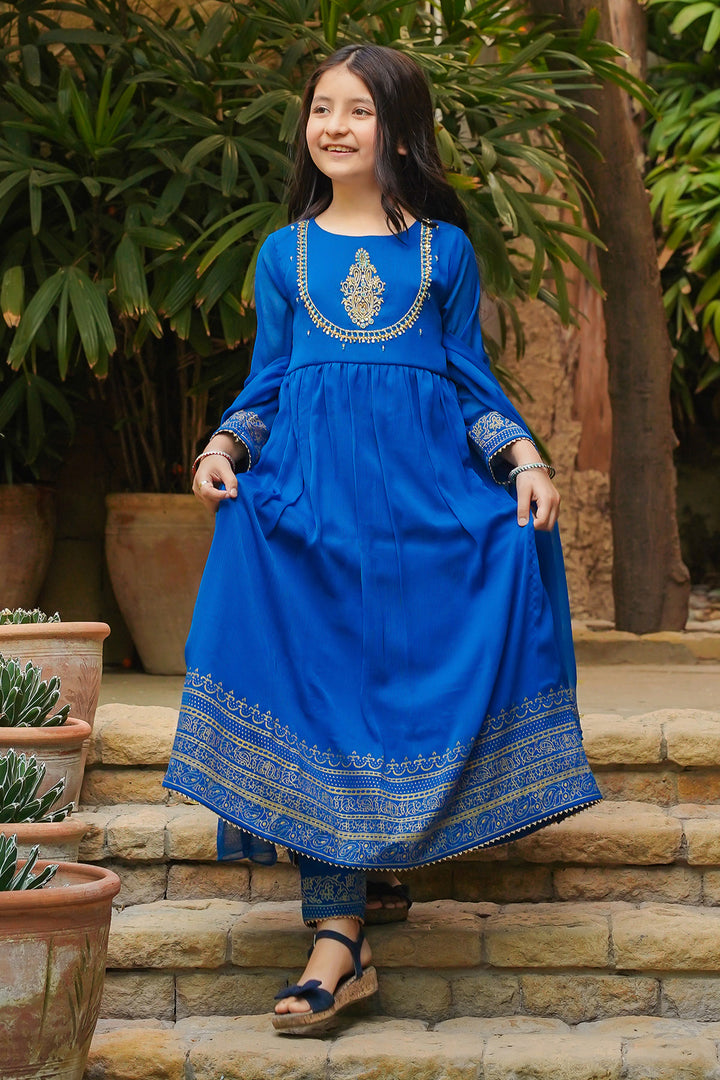 Chiffon Hand Adda Work 3 Pc Suit - Wear Ochre