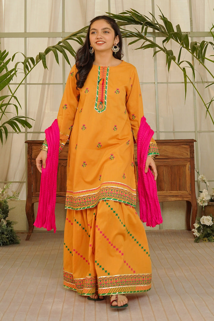 Cotton Printed 3 Pc Suit - Wear Ochre