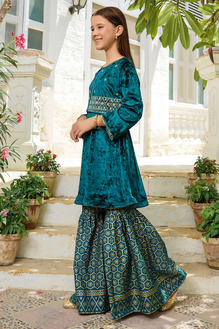 Velvet Hand Adda Work 3 Pc Suit - Wear Ochre